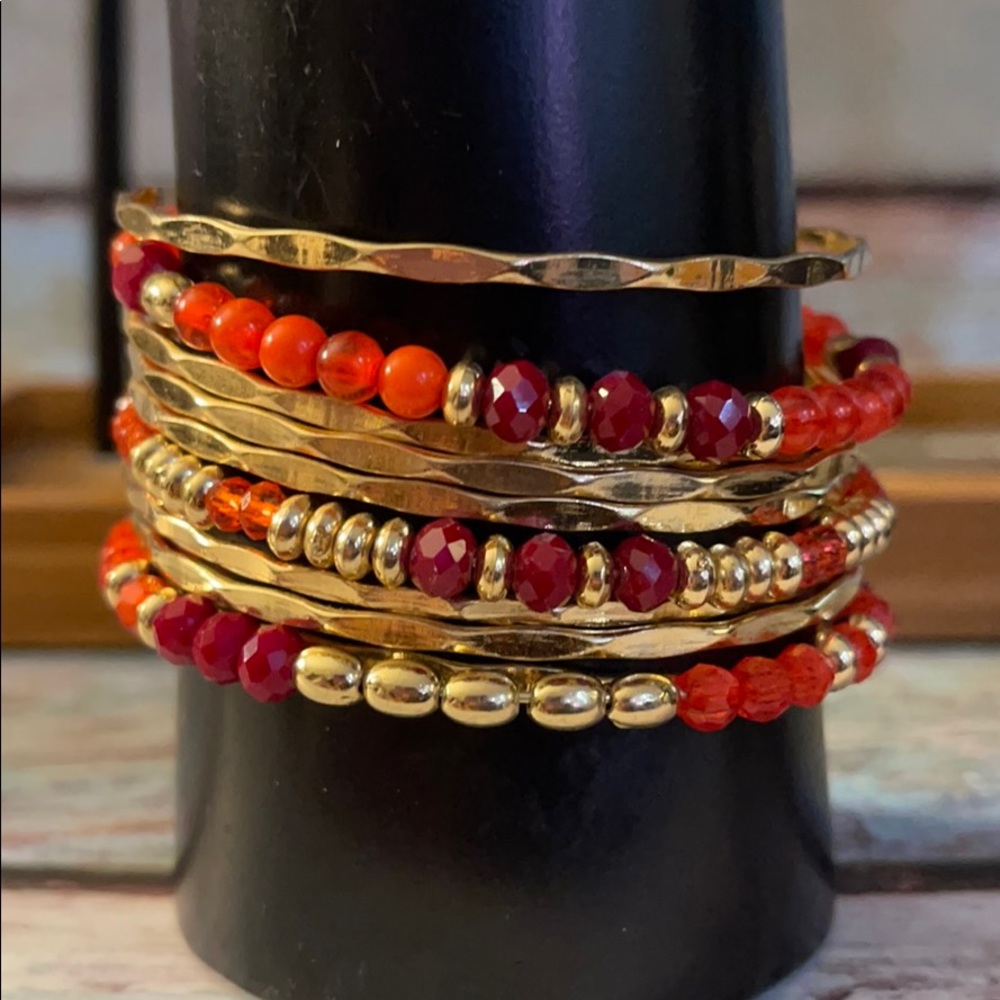 Chico’s NWOT gold and red beaded bracelet.4